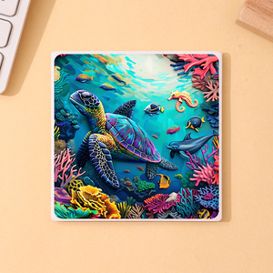 Atacado Personalizado Bestsellers Estrangeiros Imprimir Sea Turtle Padrão Quadrado Cerâmica Coaster Aniversário Presentes - Product Image 2