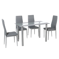 Ensemble de table et chaises de salle à manger en verre trempé écologique, structure en acier inoxydable, design moderne, mobilier pour la maison et l'hôtel, blanc