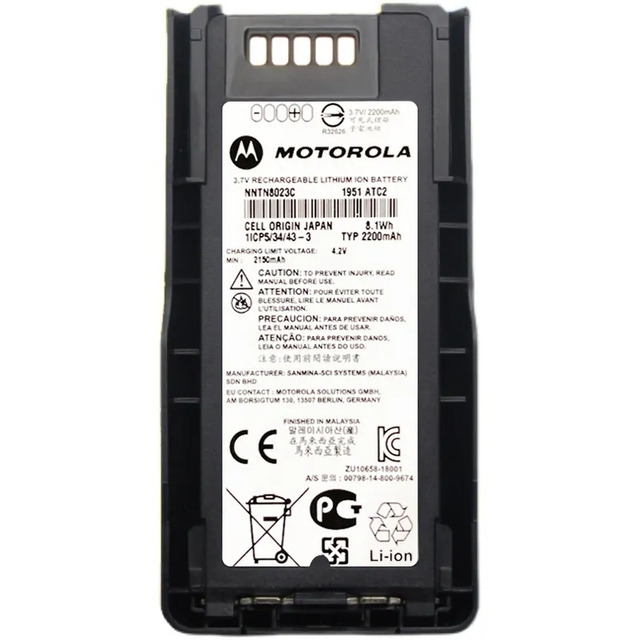 NNTN8023 3.7V 2200mAh Li-ion Rechargeable Battery Pack Black 6 Months Warranty for Walkie Talkie Compatible MTP3100 MTP3150