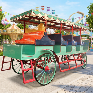 Charrette royale de luxe pour touristes, balade en plein air, couleur rose-vert assortie, charrette de mariage Cendrillon - Product Image 1