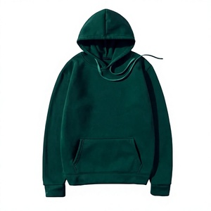 Sudadera con Capucha para Hombre, Color Verde Oscuro, Corte Regular, Estilo Casual, Color Sólido, con Bolsillo, Manga Larga, Felpa Francesa, para Otoño - Product Image 1