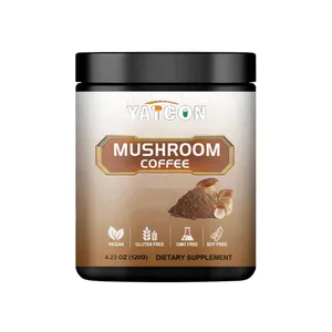 自有品牌OEM包装有机蘑菇咖啡粉，带有狮子鬃毛，灵芝，Chaga，冬虫夏草和火鸡尾巴