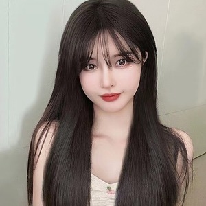 All'ingrosso capelli lunghi lisci neri con frangetta <span class=keywords><strong>parrucche</strong></span> <span class=keywords><strong>realistiche</strong></span> alla moda delle donne ad alta temperatura Anime di seta Cosplay parrucca - Product Image 3