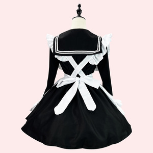 Sailor Style Sweet Maid Outfit Black Long Sleeve Cosplay Costume Women Fancy Dress - Product Image 3