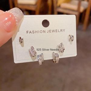 Resoul Lot de 3 paires de petites boucles d'oreilles clous plaquées or, aiguille en argent 925, pour femmes et filles, bijoux mignons en émail CZ, cadeau quotidien, vente en gros - Product Image 4