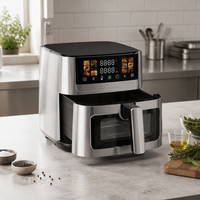 Friteuse à air commerciale AOJA 10L 2200W en acier inoxydable avec écran tactile couleur, chauffage supérieur et inférieur, équipement de cuisine pour restaurant