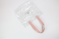 Sac de plage transparent en PVC écologique, imperméable, sac fourre-tout en plastique PVC avec poignée rose, idéal pour les cadeaux promotionnels d'hôtel