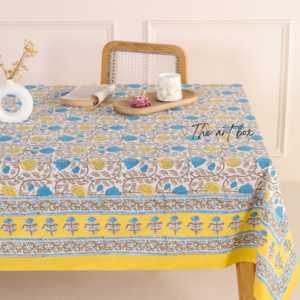 Cubierta de Mantel rectangular de algodón con estampado de bloque de mano de Fabricante Mayorista indio para decoración de comedor en casa mantel con estampado Floral - Product Image 3