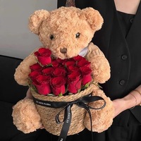Ours Poupée Bouquet Préservé Fleur Câlin Seau Fille Cadeau D'anniversaire pour Petite Amie Cadeau Saint Valentin