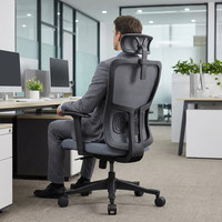 Chaise de bureau ergonomique exécutive en maille, prête à l'emploi, avec appui-tête réglable, mécanisme d'inclinaison à 4 verrous, double soutien lombaire, en nylon, pour l'école