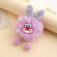 Porte-clés Poupée Lapin à Grande Bouche en Peluche Faite Main Colorée, Mignonne, en Fausse Fourrure de Lapin Rex, Pendentif pour Voiture et Sac à Dos, Style Instagram Frais et Tendance