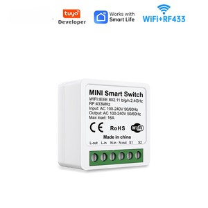 Tuya WiFi +433 10A Relay Switch Module 1 Channel Dry <strong>Contact</strong> <strong>Google</strong> Home Alexa Smart Life <strong>App</strong> Compatible AC 100-240V Smart Home - Product Image 2