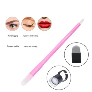 Nano Micro 0,15mm 18U schwarze Klinge Pink/Schwarz Einweg-Microblading-Stift mit Ring-Tinten becher für permanente Make-up-Augenbrauen