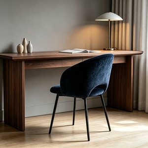 Modern <b>Velvet</b> Upholstered <b>Dining</b> <b>Chair</b> With Metal Legs Contemporary Design <b>Navy</b> Blue Home Furniture - Product Image 4