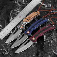 Couteau de poche pliant de chasse et de camping Bochen de haute qualité, personnalisé OEM, en acier Damas, avec manche en G10/Bois de zèbre, couteau d'extérieur