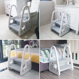 Taburete de baño para niños con escalones antideslizantes y asas laterales, 56x32x45cm, escalera de seguridad de plástico para acceso al inodoro y la cama - Product Image 1