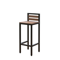 Moderner hoher Tisch im Strandstil und Barhocker-Set für Restaurant Caféen mit hölzerner Tischplatte und Metallbeinen