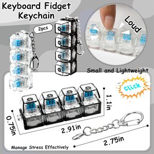 <b>Keyboard</b> Fidget Keychain 4 In 1 Decompression Button Clicker Toy For Stress Relief Unisex Plastic Age 8 To 13 Years - Product Image 2