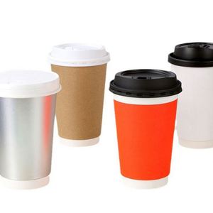 Gobelets jetables à double paroi ondulée avec couvercle, personnalisables avec logo, pour thé et café, 90 mm, 6 oz, 8 oz, 12 oz, 16 oz – Vente chaude - Product Image 1