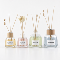 Bouteille diffuseur à roseaux en verre transparent 100ml 200ml, très vendue, conteneur vide pour parfum d'intérieur, logo personnalisé