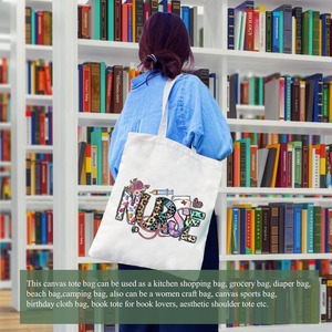 High Quality 100% Cotton <b>Canvas</b> <b>Tote</b> Bag Washable Reusable Grocery Shopper Shoulder <b>Tote</b> - Product Image 2