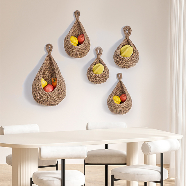 Crochet Bag Macrame Wall Vegetable Storage Hammock Fruit Basket Birdhouse Wall Hanging Kitchen Dining Room Organizer