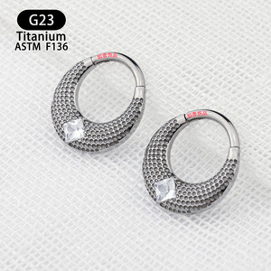 Anneau de nez en titane G23 8 mm 1,2 mm avec incrustation de zircon géométrique, bijou de piercing pour usage quotidien - Product Image 3