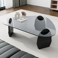 Ensemble de table basse de style minimaliste moderne triangulaire de taille irrégulière Nouvelle maison Salon Panneau de bois en verre trempé Design