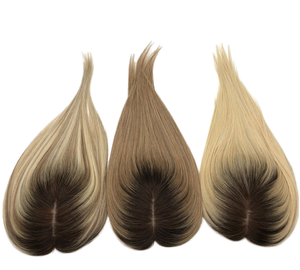 Topper de cheveux humains vierges invisibles russes européens 100% 3*5 Mono Base #<span class=keywords><strong>2</strong></span> brun foncé couleur Ombre soie 14 ''16'' postiche pour femmes - Product Image 1