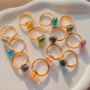 Anillo EMANCO con Cabeza de Hongo, Estilo Japonés Coreano, de Lujo Ligero, Cristal Irregular en Forma de Cubo de Azúcar, Resistente a la Decoloración, para Uso Diario - Product Image 5