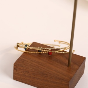 Bracelet simple en forme de C en acier inoxydable plaqué or 14 carats avec pierre turquoise, bijoux pour femmes, bracelets et joncs - Product Image 2