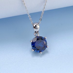 จี้แซฟไฟร์หกกรงเล็บเงิน 925 สร้อยคอเรียบง่ายคลาสสิก - Product Image 2