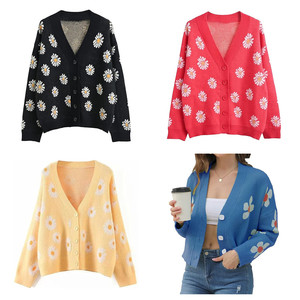 <span class=keywords><strong>Pull</strong></span> boutonné à manches longues et col en V pour femmes <span class=keywords><strong>Pull</strong></span> en tricot ample pour femmes <span class=keywords><strong>Pull</strong></span> cardigan en tricot imprimé personnalisé pour femmes - Product Image 5