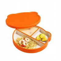 Bols en silicone personnalisés sans BPA en forme de dessin animé avec couvercle, vente en gros, assiette d'alimentation pour bébé et enfant de qualité alimentaire avec ventouse