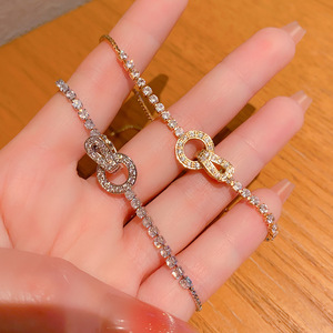 Fashion Charm <b>Bracelet</b> Gold And White Micro Insert <b>Copper</b> Alloy Party Jewelry Summer 2025 Yiwu Origin D 54 - Product Image 4