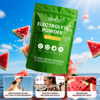 Poudre d'électrolytes au goût naturel de pastèque, végétalienne, sans gluten, hydratation rapide, reconstitution énergétique, endurance, bien-être quotidien