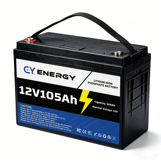 12V 105Ah LiFePO4 Solid State Battery 4000-Cycle Compact Design High Performance for Small Solar System