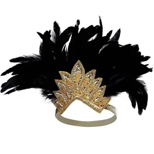 Vintage Dewasa Mardi Gras Fancy Dress Pesta Karnaval Aksesoris Wanita Headpiece Flapper Headband 1920S Great Gatsby Hiasan Kepala