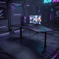 Grand bureau de jeu moderne en forme d'aile de 1.8m pour coin d'ordinateur Table de jeu Esport Gamer réglable personnalisée avec porte-gobelet