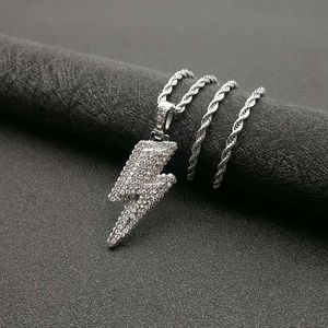 yunnique <b>Titanium</b> Steel Lightning Pendant Necklace Full Diamond Pave Setting Unisex Party Jewelry HX010 - Product Image 4