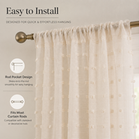 Rideau 100% Polyester Tulle Translucide Moderne Toutes Saisons avec Passe-Tringle et Plis Crayon, Filtrant la Lumière pour la Décoration Intérieure