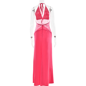 Viral Figure-Flattering Deep V Satin Maxi <strong>Dress</strong> - Halter Neck, Waist-Cinching, <strong>Seductive</strong> <strong>Evening</strong> Gown - Product Image 4