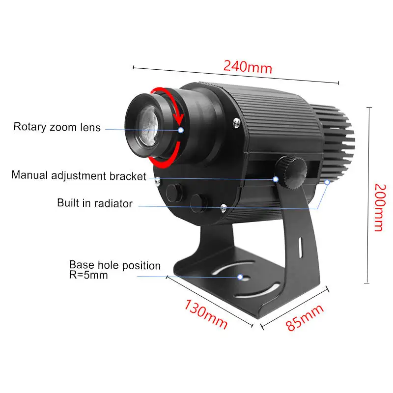 60W Auto Color-Changing LED Projector Lamp with Custom Logo Welcome Light Outdoor Projection IP67 Glass/Aluminum Body