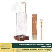 Brûleur d'encens de cérémonie en verre avec cendrier anti-cendres, aromathérapie, 20 bâtonnets d'encens, brosse à cendres, décoration pour méditation, yoga, spa