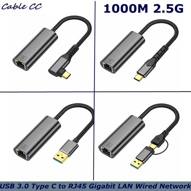 Type-C USB C USB 3.0 to RJ45 Female Gigabit LAN 1000 Mbps 2500M Wired Network, USB to Ethernet Adapter for Laptops/Tablet