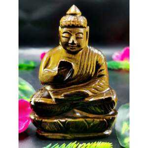 Buda de ojo de tigre - tallado artesanal del Señor Buda sereno y en meditación - cristal/reiki/curación - 4 pulgadas y 237 - Product Image 1