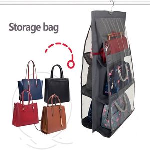 <b>Large</b> Clear Dust Hanging Handbag Storage Organizer with Hook NEW 6 Pocket Foldable Closet Systems & Organizers - Product Image 5