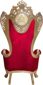 Sedia di Lusso in Stile Francese per Soggiorno, Schienale Alto in Legno di Faggio Intagliato a Mano, Seduta in Tessuto con Foglia d'Oro e Imbottitura Morbida, Modello King Queen Royal Red - Product Image 2