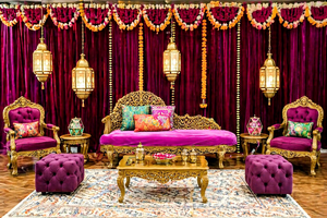 Sofá de Boda Estilo Maharaja con Tallados de Pavo Real, Diseño de Lujo Desmontable, Material de Madera Tratada, Sofá Dorado para Eventos de Boda en EE. UU. - Product Image 5