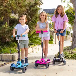 Scooter push scooter infantil multifuncional, multifuncional dobrável para crianças, 3 rodas